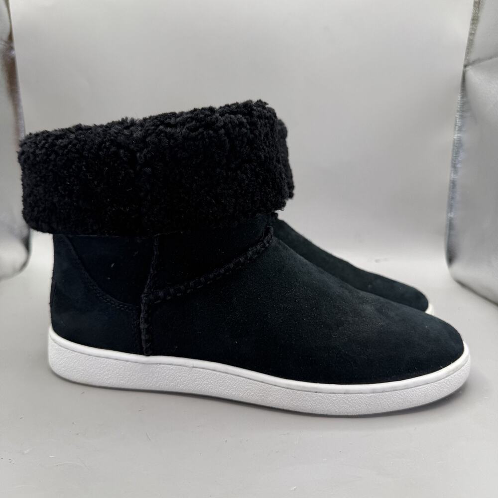 UGG Mika Shearling Lined Ankle Boots Womens Size 9.5 Black Suede Winter 1094811